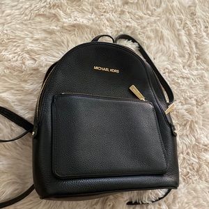 Michael Kors Black Leather Medium Backpack